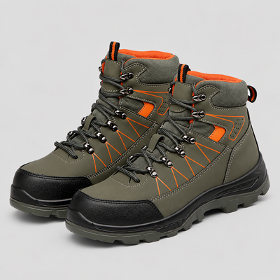 Men's Steel Toe Safety Work Boots - Slip Resistant Puncture Resistant Construction Boots
