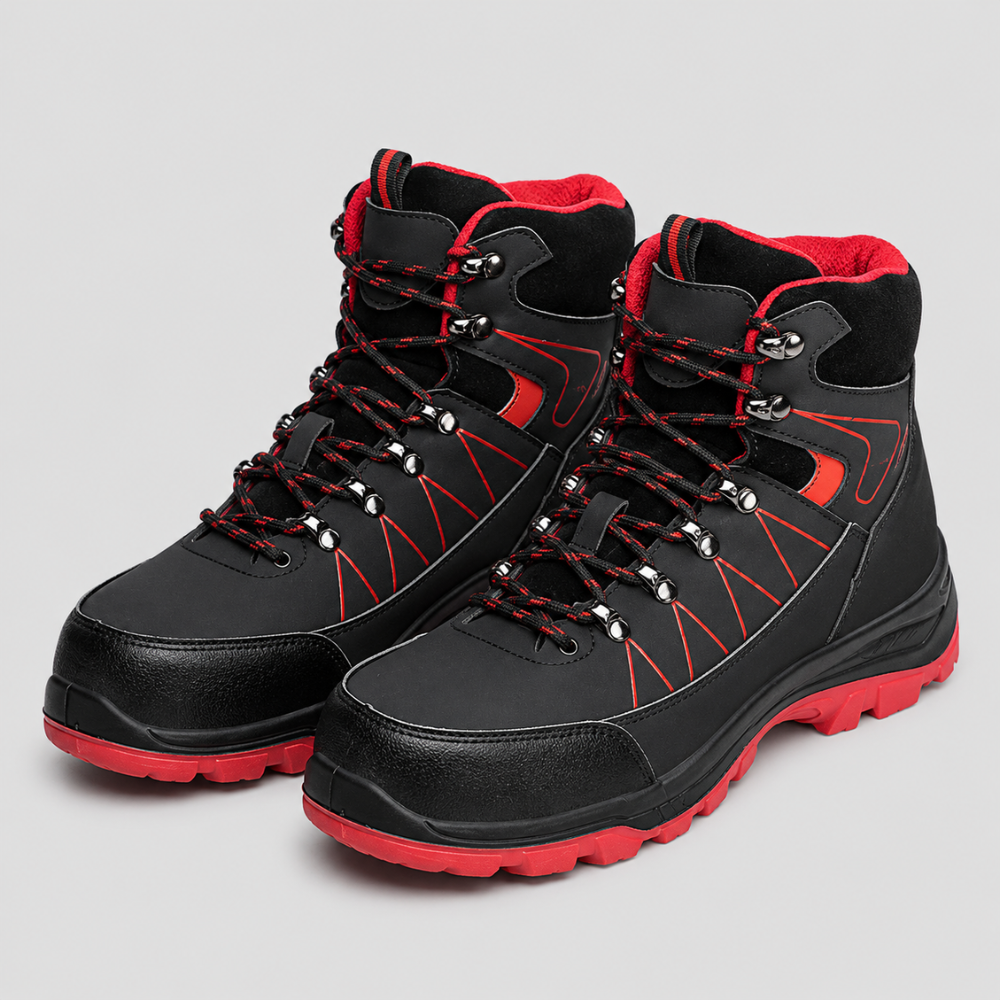 Men's Steel Toe Safety Work Boots - Slip Resistant Puncture Resistant Construction Boots