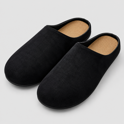 Men's Suede Clog Slippers with Closed Round Toe and Flat Sole