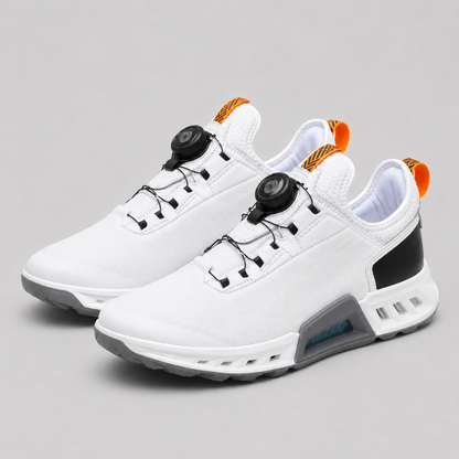 Men's Golf Shoes - Black White Spikeless Golf Trainers