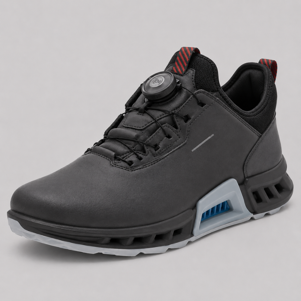 Men's Golf Shoes - Black White Spikeless Golf Trainers