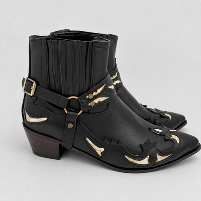 Mens Western Cowboy Boots - Pointed Toe Embroidered Leather Boots