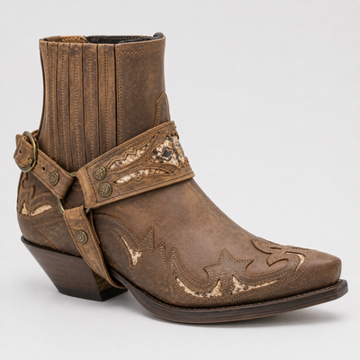 Mens Western Cowboy Boots - Pointed Toe Embroidered Leather Boots