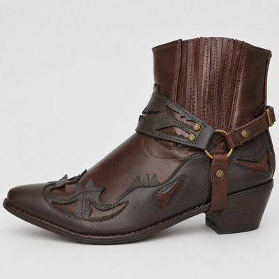 Mens Western Cowboy Boots - Pointed Toe Embroidered Leather Boots