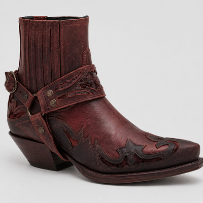 Mens Western Cowboy Boots - Pointed Toe Embroidered Leather Boots