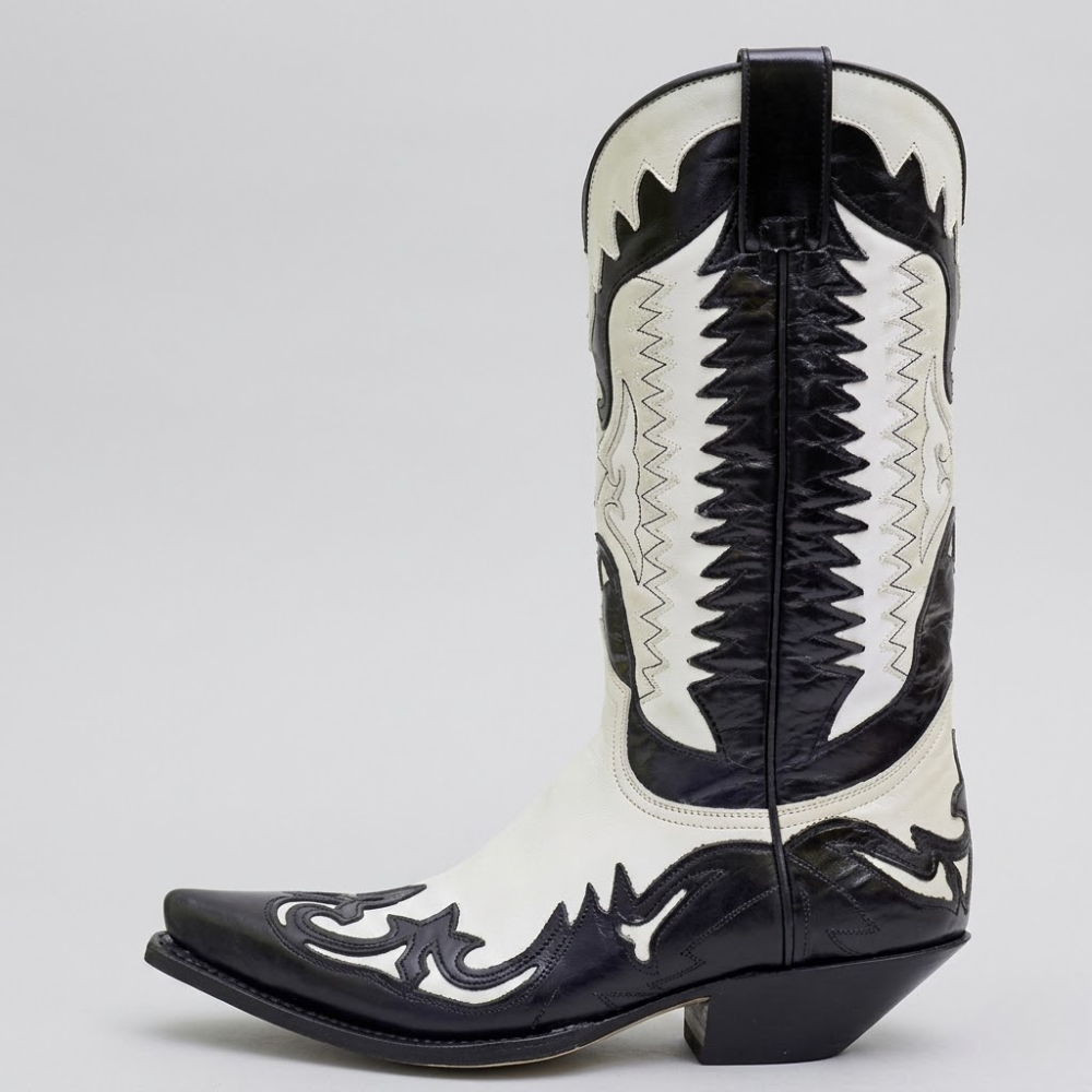 Mens Western Cowboy Boots – Leather Mid-Heel Motorcycle Ankle Boots