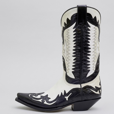 Mens Western Cowboy Boots – Leather Mid-Heel Motorcycle Ankle Boots