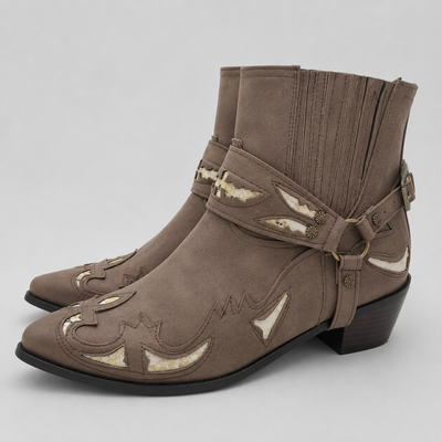 Mens Western Cowboy Boots – Pointed Toe Embroidered Chelsea Ankle Boots