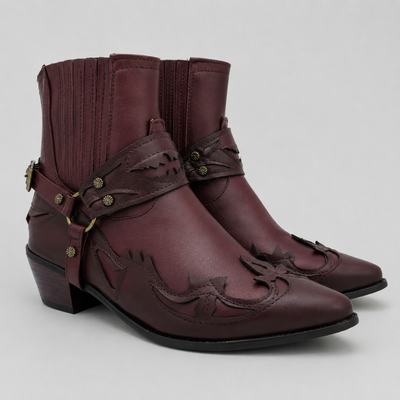 Mens Western Cowboy Boots – Pointed Toe Embroidered Chelsea Ankle Boots