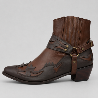 Mens Western Cowboy Boots – Pointed Toe Embroidered Chelsea Ankle Boots