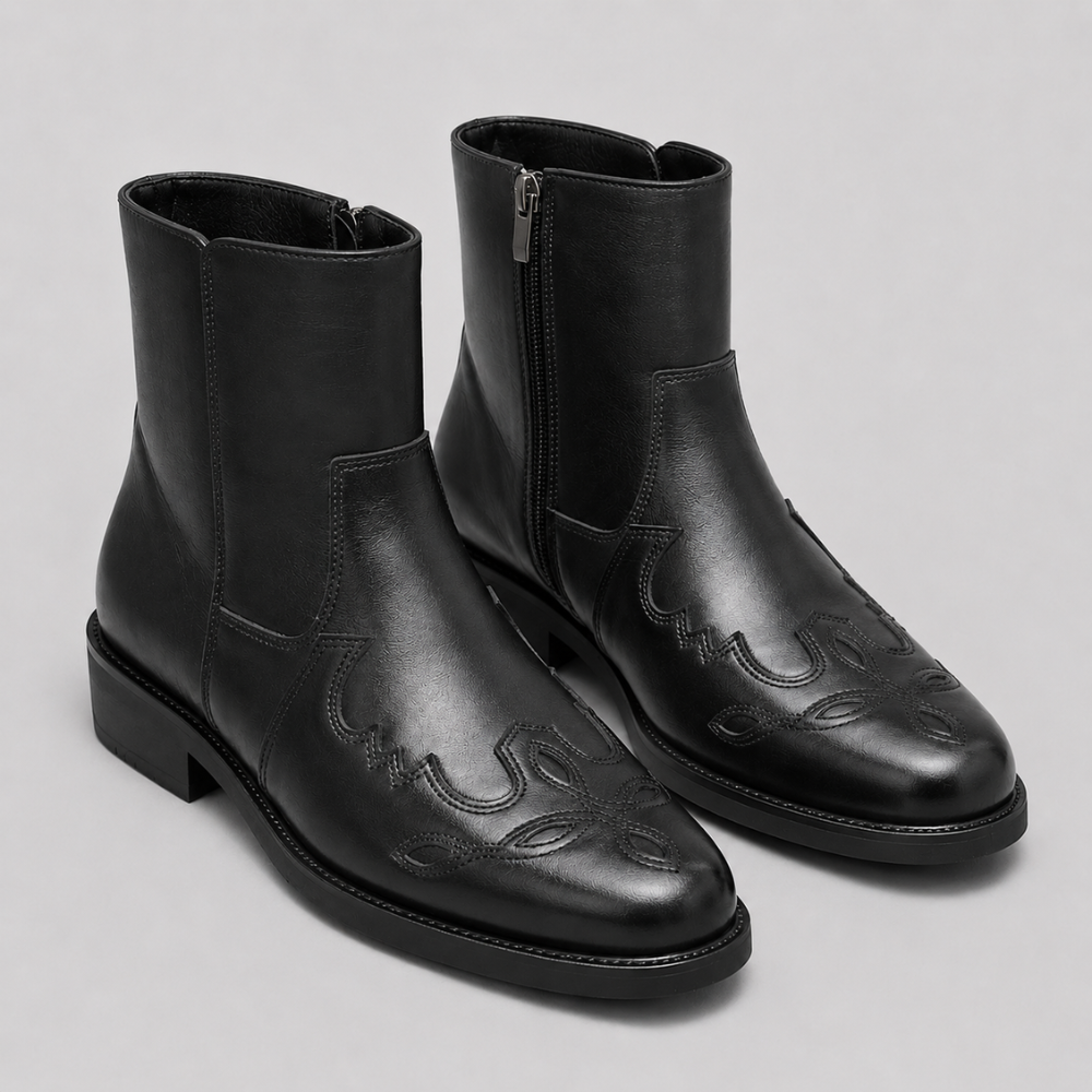 Mens Western Cowboy Boots Genuine - Leather Ankle Style