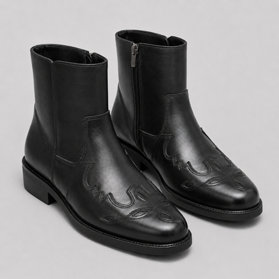 Mens Western Cowboy Boots Genuine - Leather Ankle Style