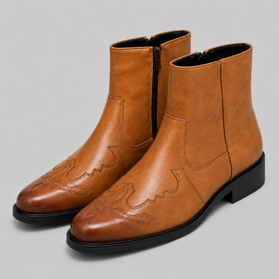 Mens Western Cowboy Boots Genuine - Leather Ankle Style