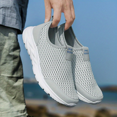Men’s Slip-On Sneakers – Casual Mesh Walking Trainers