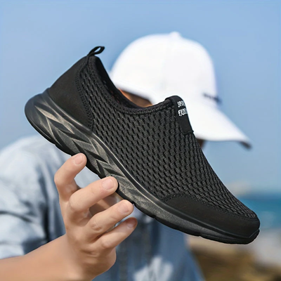 Men’s Slip-On Sneakers – Casual Mesh Walking Trainers