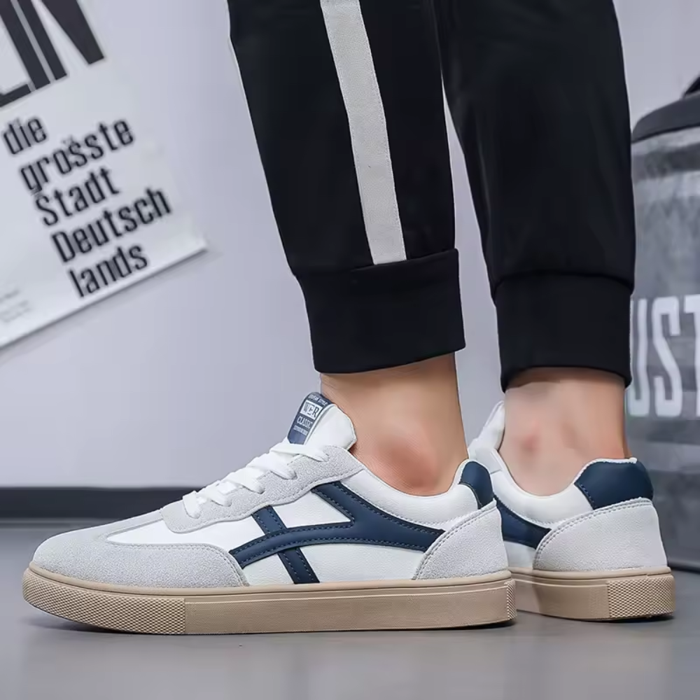 Retro Tiger Mixed Panel Sneakers for Men | Flat Sole