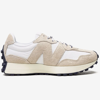 New Balance 327 Cream White Suede and Textile Low-Top Sneakers