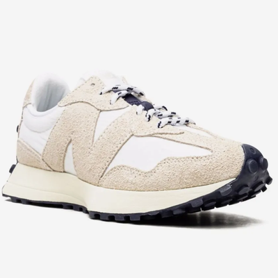 New Balance 327 Cream White Suede and Textile Low-Top Sneakers