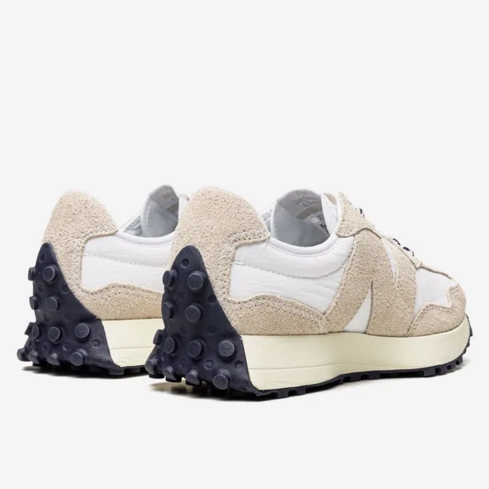 New Balance 327 Cream White Suede and Textile Low-Top Sneakers