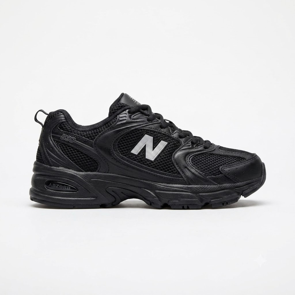 New Balance 530 Black Low-Top Sneakers with Silver Accents