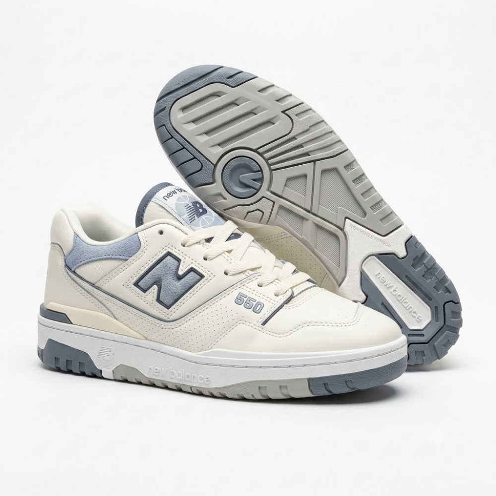 New Balance 550 Men's Beige Vintage Indigo Leather Sneakers - BB550PLA