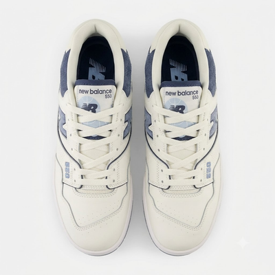 New Balance 550 Men's Beige Vintage Indigo Leather Sneakers - BB550PLA