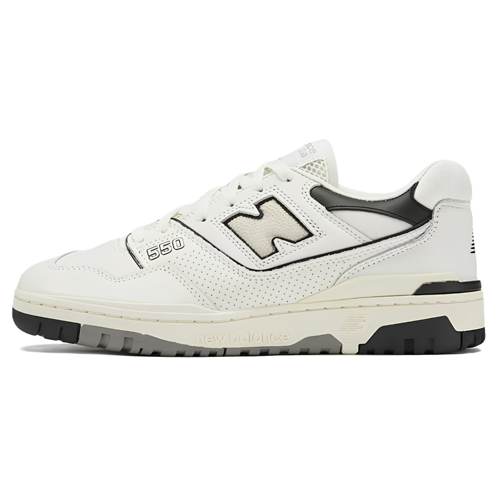 New Balance 550 Men's Cream Black Leather Sneakers - BB550LWT