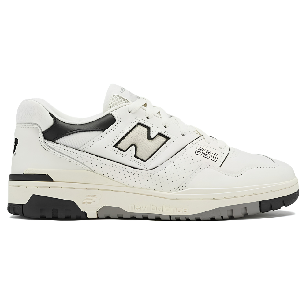 New Balance 550 Men's Cream Black Leather Sneakers - BB550LWT