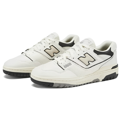 New Balance 550 Men's Cream Black Leather Sneakers - BB550LWT