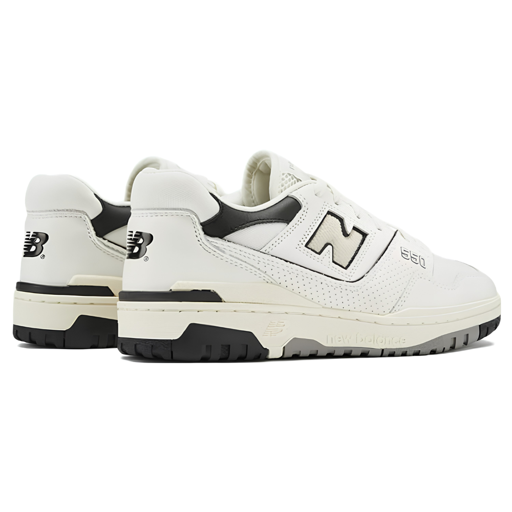 New Balance 550 Men's Cream Black Leather Sneakers - BB550LWT