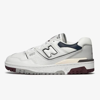 New Balance 550 Men's White Natural Indigo Burgundy Leather Sneakers - BB550PWB