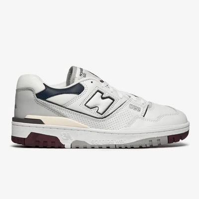 New Balance 550 Men's White Natural Indigo Burgundy Leather Sneakers - BB550PWB