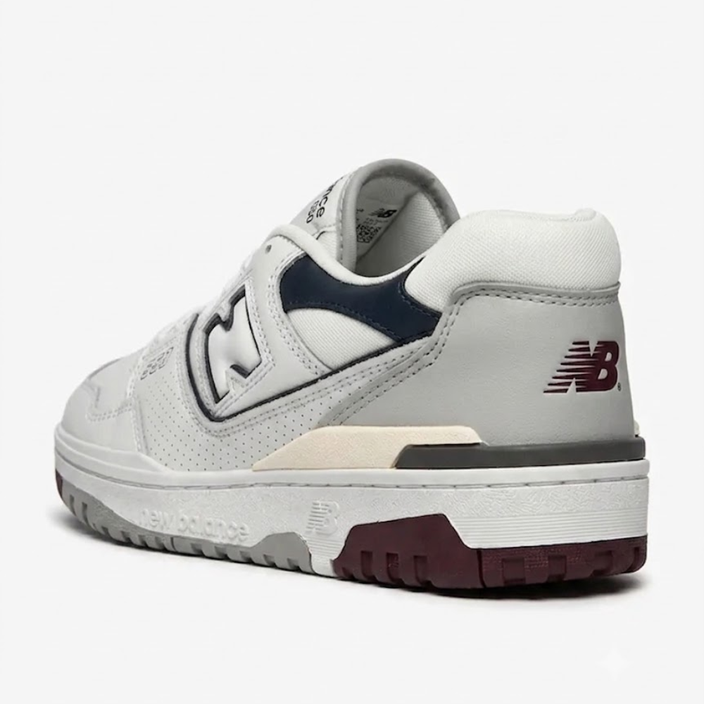 New Balance 550 Men's White Natural Indigo Burgundy Leather Sneakers - BB550PWB