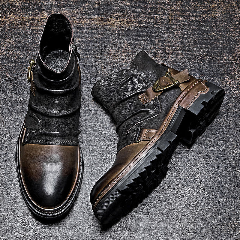 Men’s Biker Boots | Structured Design with Metal Details