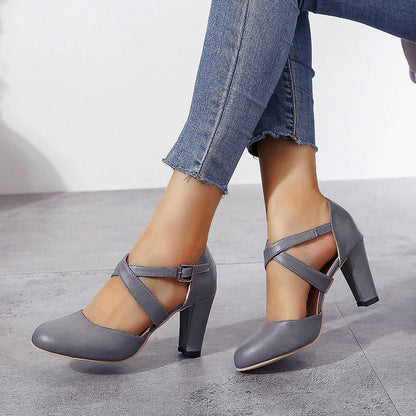 Women’s X-Strap Rounded Block Heel