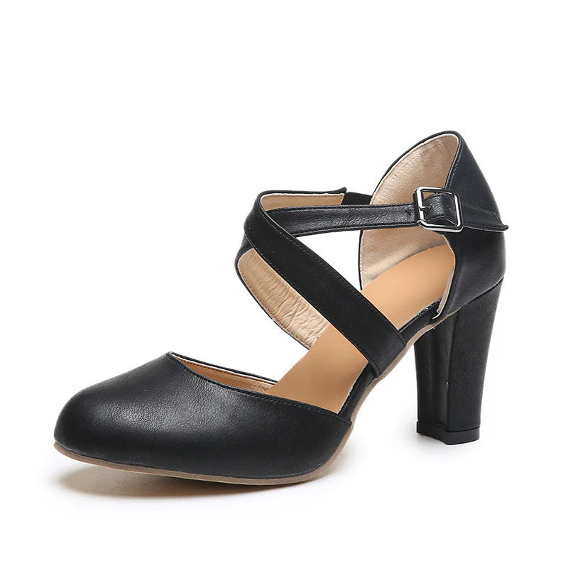 Women’s X-Strap Rounded Block Heel