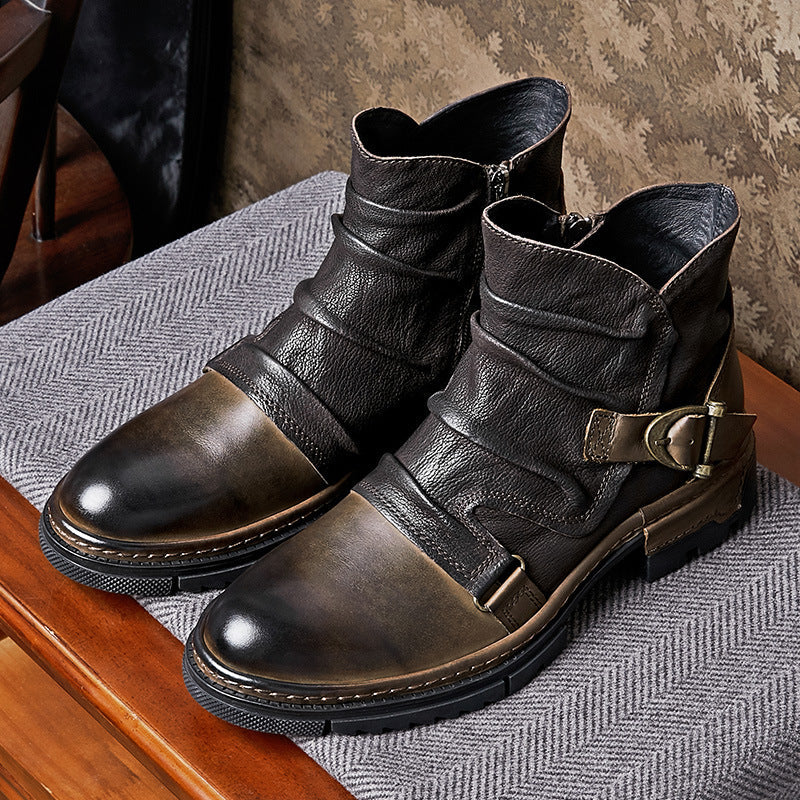 Men’s Biker Boots | Structured Design with Metal Details
