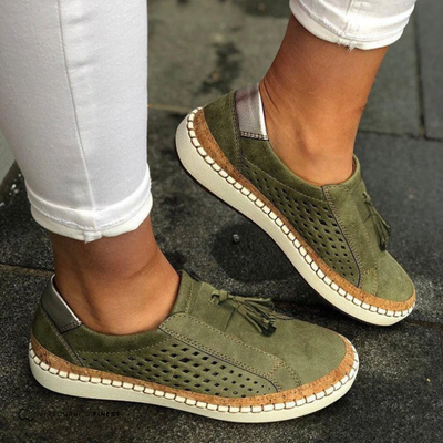 Women’s Perforated Slip-On Loafers - Breathable Casual Flat Shoes
