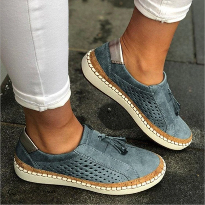 Women’s Perforated Slip-On Loafers - Breathable Casual Flat Shoes