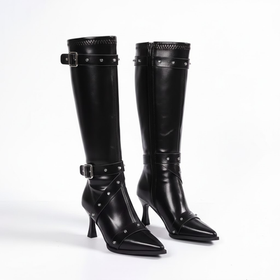 Women's Over the Knee Pointed Toe Boots – Slim Heel Buckle Tall Boots