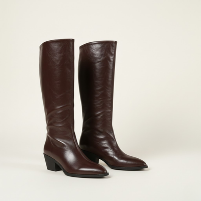 Women's Over the Knee Pointed Toe Boots – Mid Heel Tall Slip-On Boots