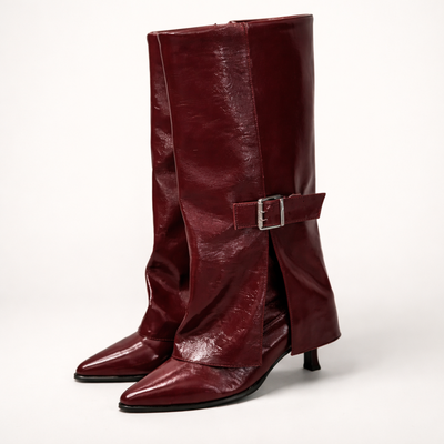 Women's Tall Pointed Toe Boots – Buckle Strap Knee High Boots