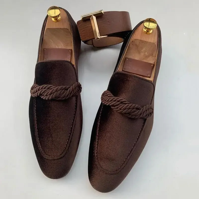 Velvet Loafers for Men | Rope Detailing