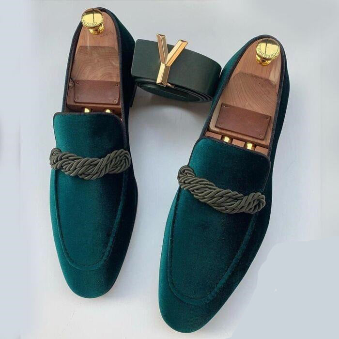 Velvet Loafers for Men | Rope Detailing