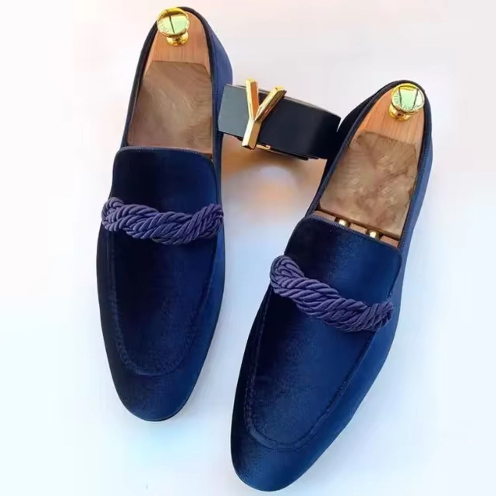 Velvet Loafers for Men | Rope Detailing