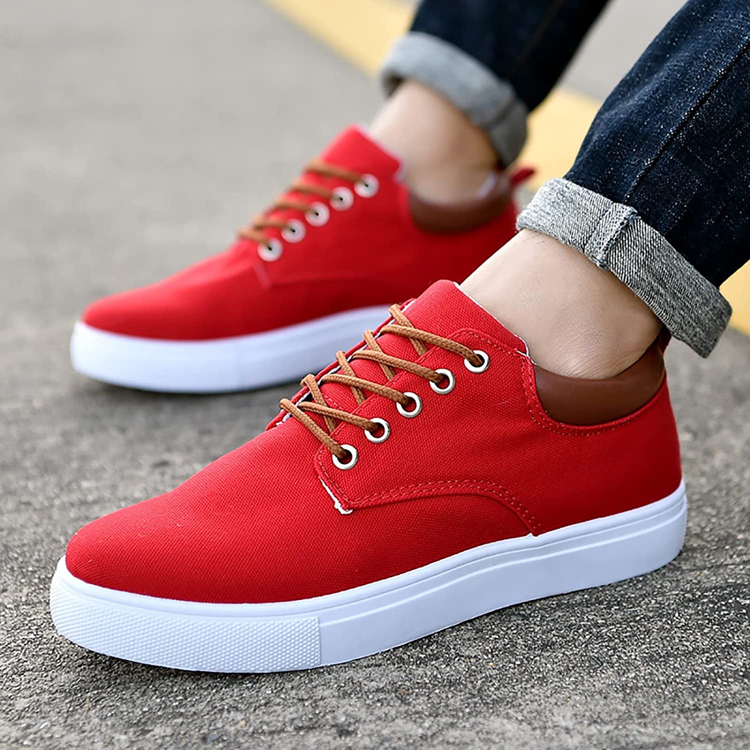 Canvas Sneakers for Men | White Outsole and Lace-Up Design