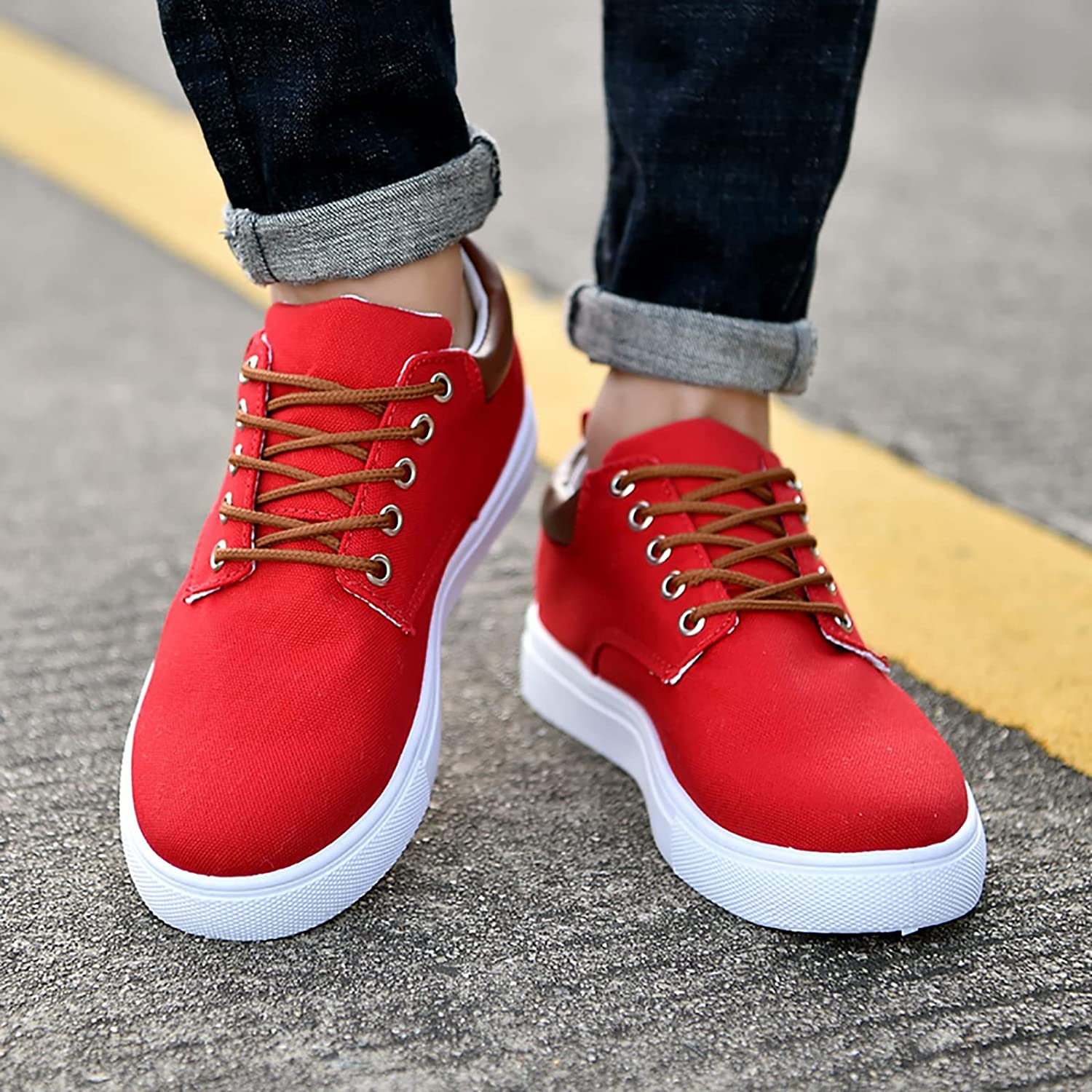 Canvas Sneakers for Men | White Outsole and Lace-Up Design