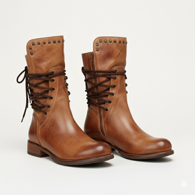 Women's Vintage Ankle Boots – Rustic Flat Heel Casual Boots