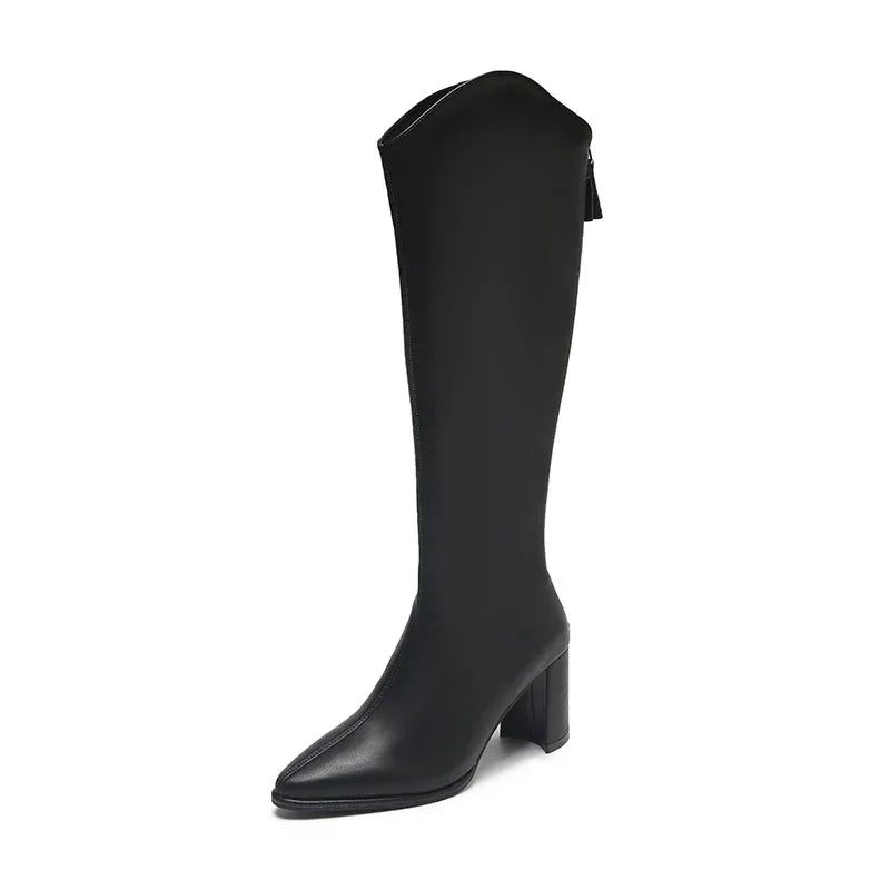 Women’s High-Rise Boots | Knee-High with Block Heel