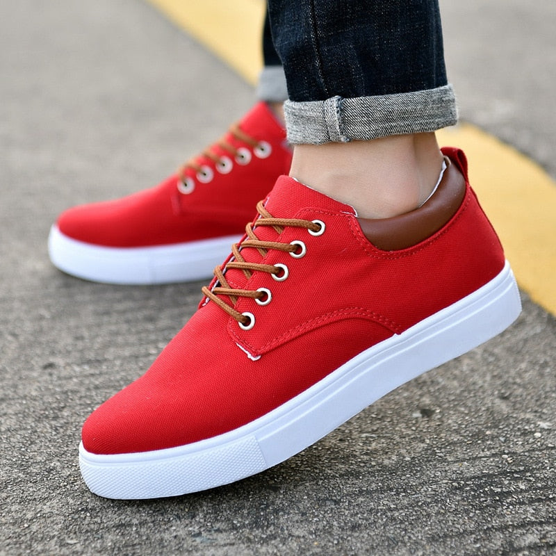 Canvas Sneakers for Men | White Outsole and Lace-Up Design